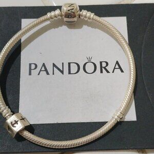 Pandora Sterling Silver 7.0" Starter Bracelet w/Faith, Hope + Love Charm 790119